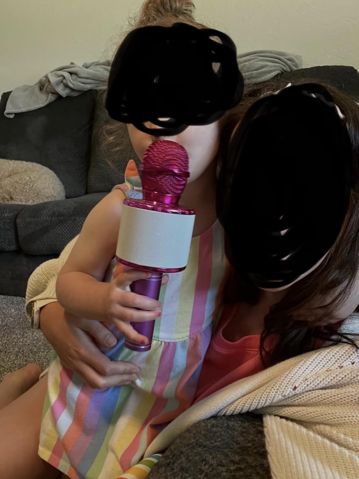 Amazmic Kids Karaoke Microphone Machine Toys for Girls Bluetooth Microphone with LED Light, Father's Day Birthday Gift for Girls Boys 3 4 5 6 7 8 9 10 11 12 Year Old Kids Toys(Blue) customer photo 1