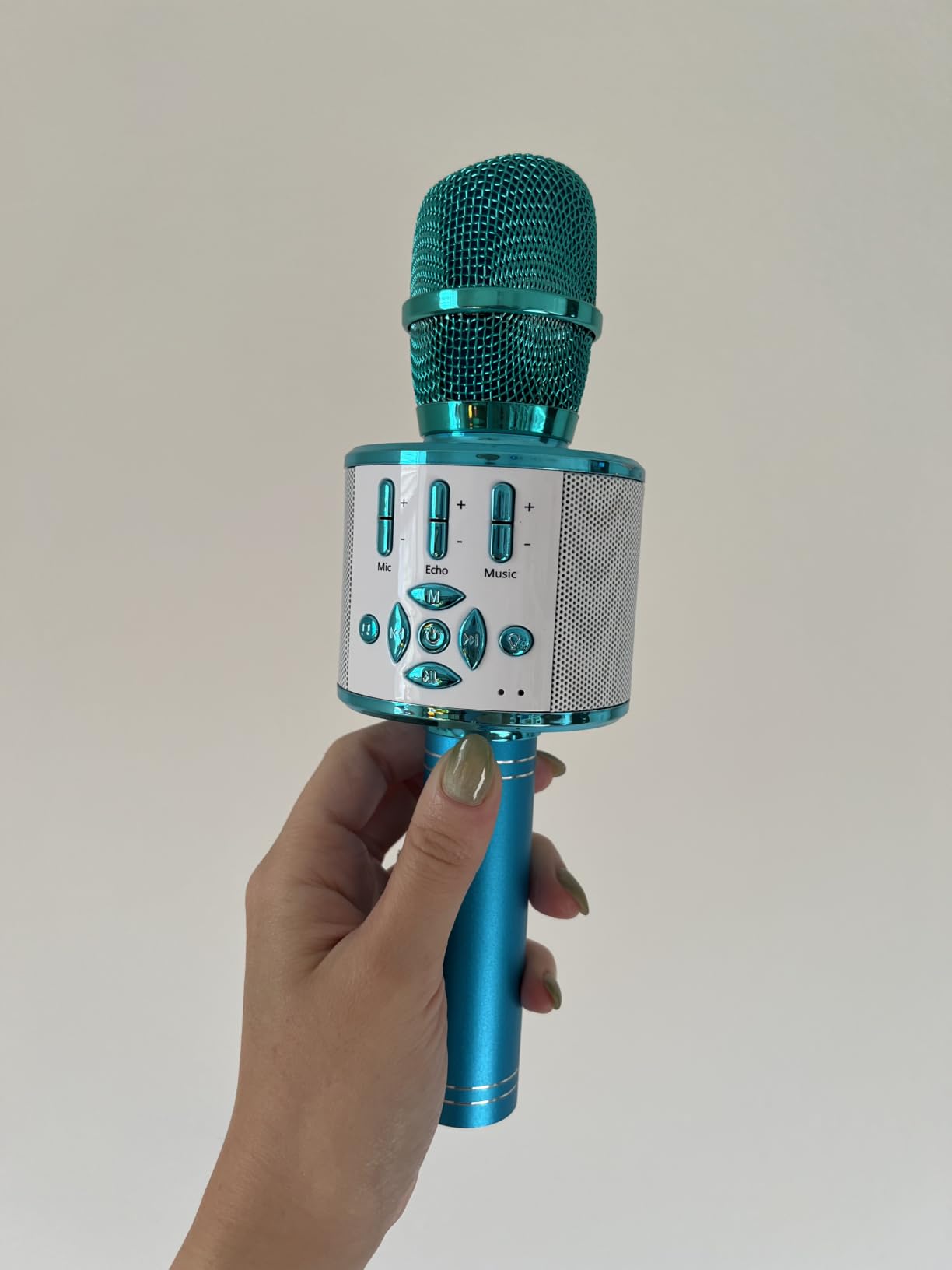 Amazmic Kids Karaoke Microphone Machine Toys for Girls Bluetooth Microphone with LED Light, Father's Day Birthday Gift for Girls Boys 3 4 5 6 7 8 9 10 11 12 Year Old Kids Toys(Blue) customer photo 2