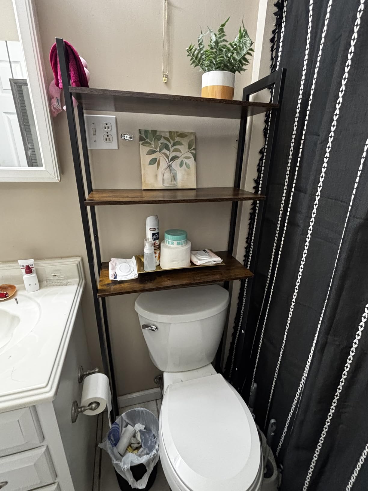 HOOBRO Over The Toilet Storage, 3-Tier Bathroom Organizer Shelf Over Toilet, Freestanding Bathroom Storage Shelves, Space Saver, Easy to Assemble for Room, Greige and Black BG41TS01 customer photo 1