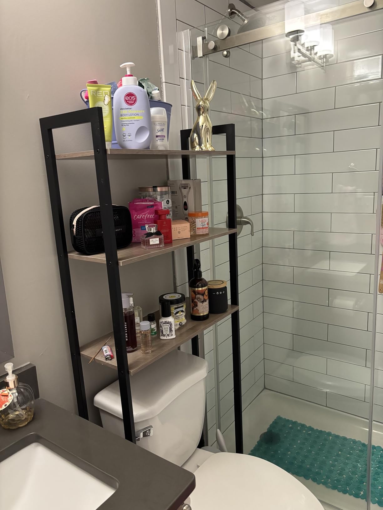 HOOBRO Over The Toilet Storage, 3-Tier Bathroom Organizer Shelf Over Toilet, Freestanding Bathroom Storage Shelves, Space Saver, Easy to Assemble for Room, Greige and Black BG41TS01 customer photo 2