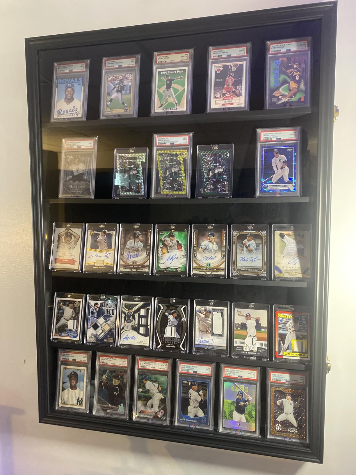 Lockable 35 Graded Sports Card Display Case, for Football, Baseball, Basketball, Hockey Cards (Vertical-Black Finish) customer photo 1