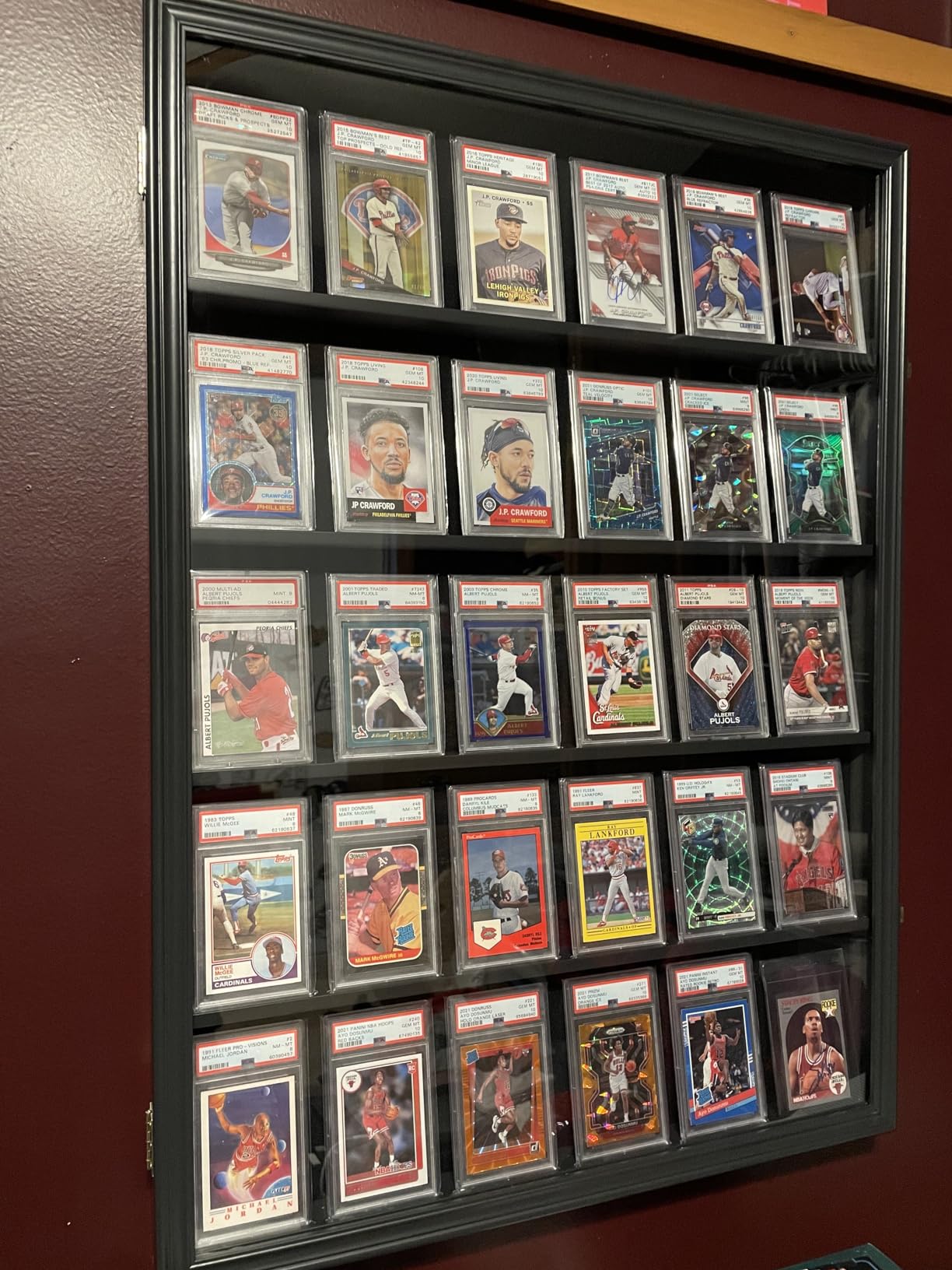 Lockable 35 Graded Sports Card Display Case, for Football, Baseball, Basketball, Hockey Cards (Vertical-Black Finish) customer photo 2