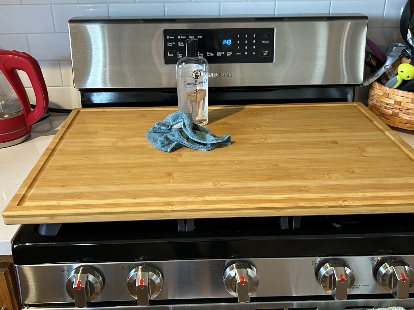 Utoplike Extra Large XXXL Bamboo Cutting Board 24 x16in, Wood Butcher Block | Chopping Boards with Handle & Juice Groove, Charcuterie Tray for Turkey, Meat, Vegetables, BBQ, Over the Sink Thick 1.25