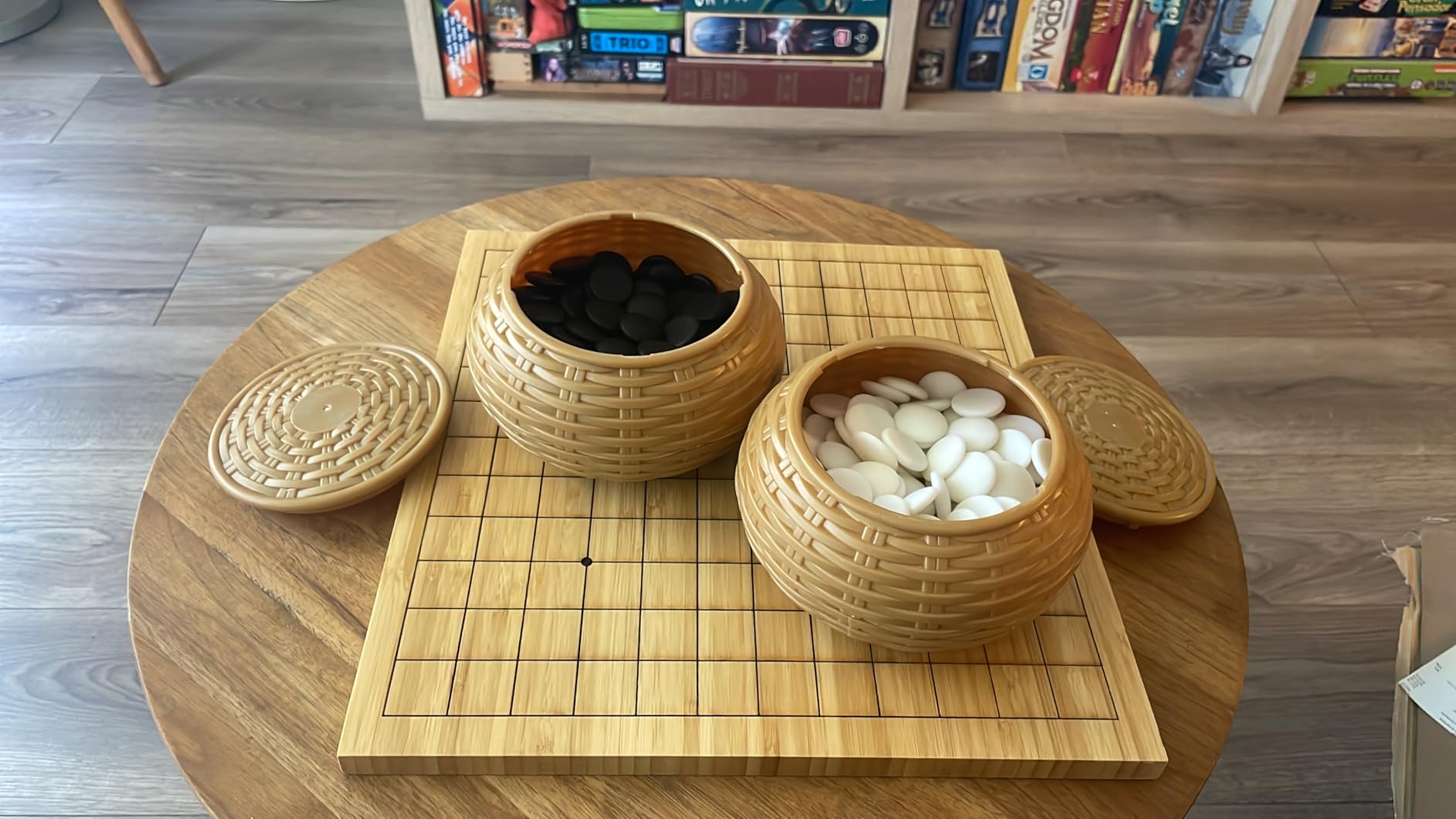 Beginner's Go Game Set | Reversible Bamboo 13 x 13 / 9 x 9 Grid Go Board, Bowls, Single Convex Melamine Stones customer photo 2
