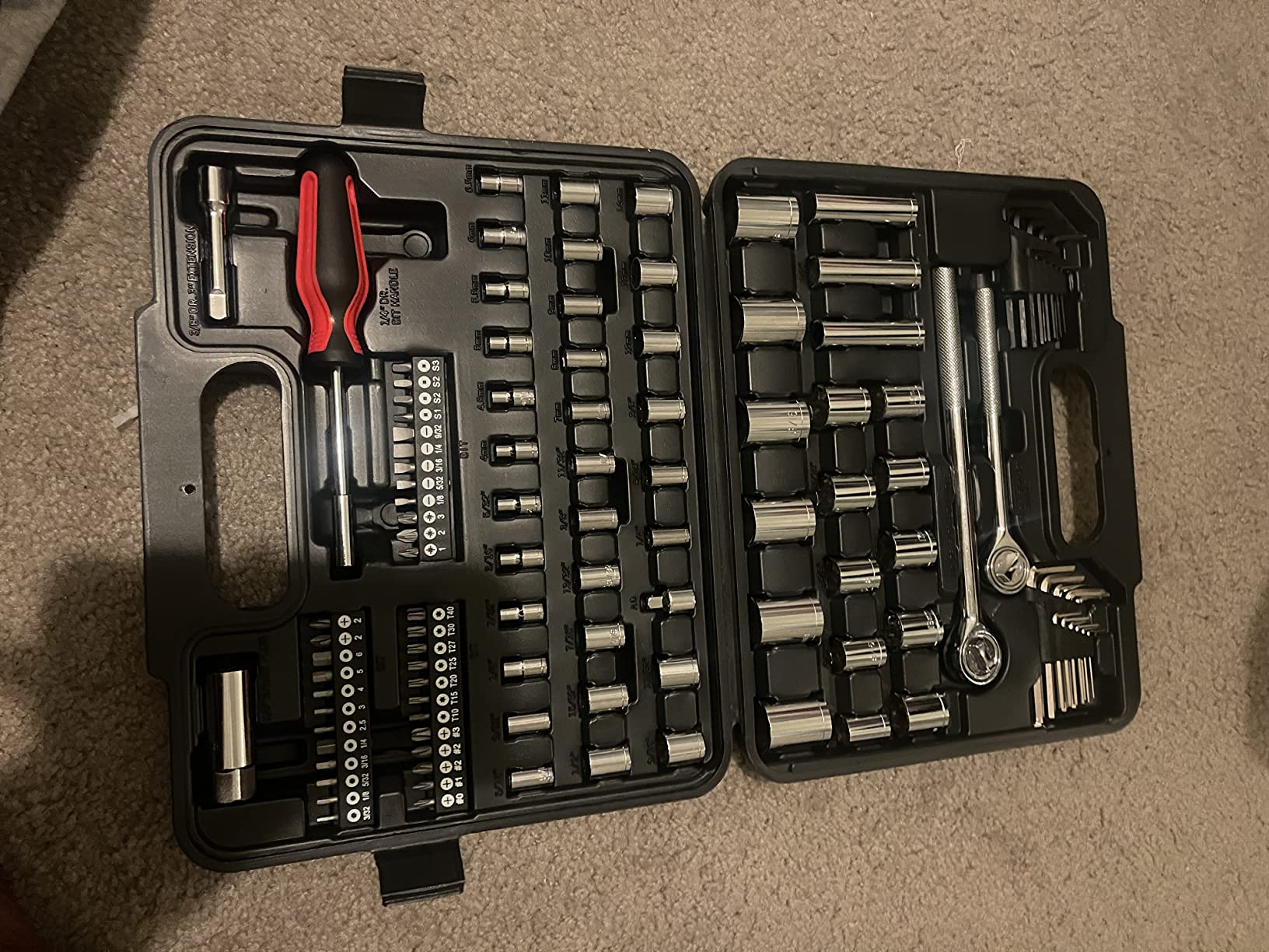 MECHMAX 121-Piece Mechanics Tool Set, 1/4 & 3/8-Inch Drive | Metric and standard SAE socket wrench kit. General automotive repair hand tool set for car mechanics and garage DIY customer photo 1
