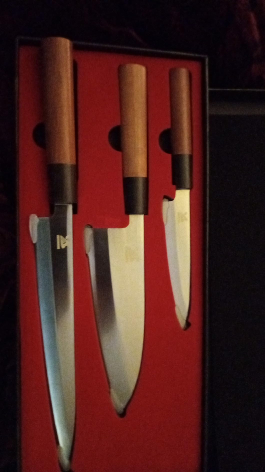 MSY BIGSUNNY 3pcs Sashimi Knives Set - Sushi Knife Set (3 in 1) - Stainless Steel - Brown customer photo 2