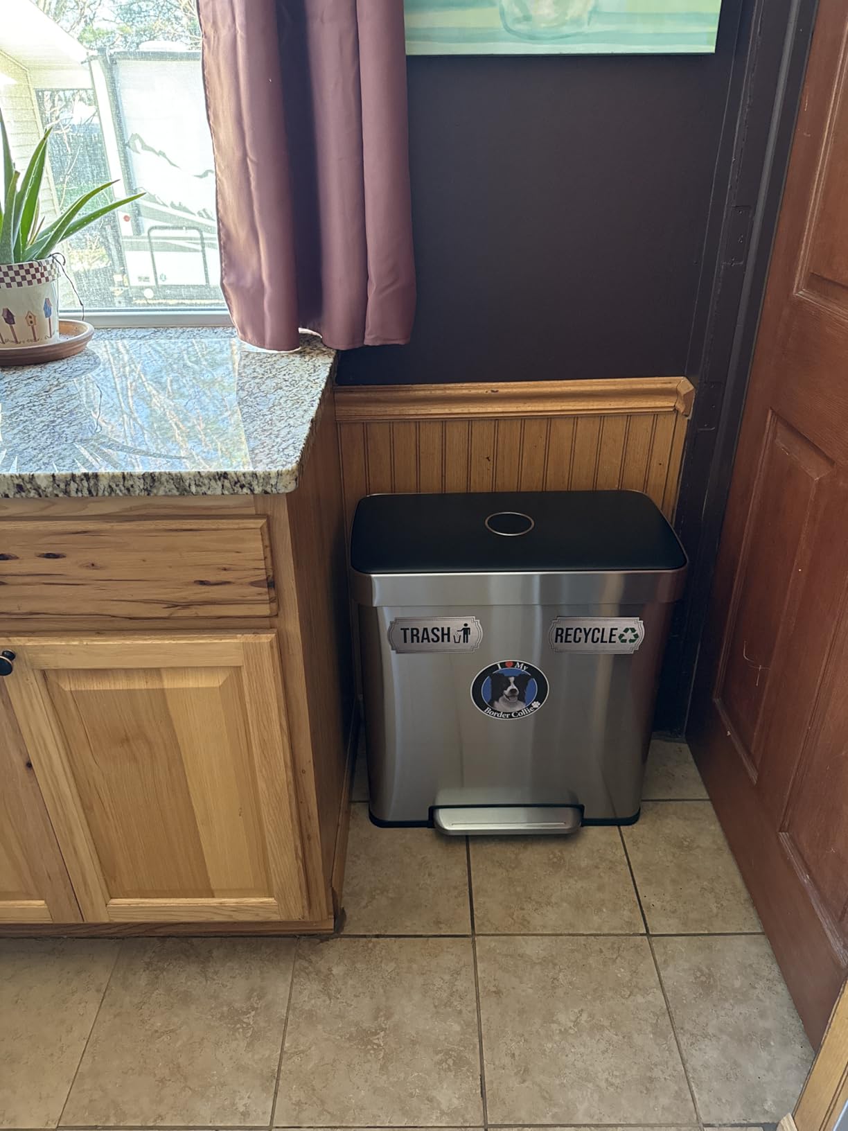 Amazon Basics Dual Compartment Recycling Trash Can with Soft-Close Lid, Fingerprint Resistant, Removable Liner Buckets, 60 Liters, Rectangular, Grey, Silver customer photo 1