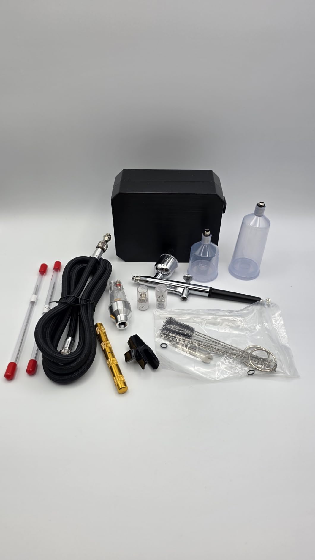 Gocheer Airbrush Kit with Air Compressor, 40 48 PSI High Pressure Air Brush Non-Clogging with 0.2/0.3/0.5mm Nozzle/Cleaning Sets, Ideal for Painting, Modeling, Cake Decor, Makeup (Black, 40 PSI) customer photo 2