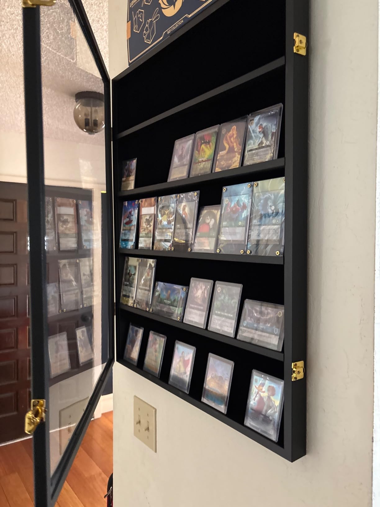 35 Graded Sports Card Display Case - Baseball Card Display Frame with UV Protection Clear View Lockable Wall Cabinet for Basketball Collectible Trading Card Black Finish customer photo 2