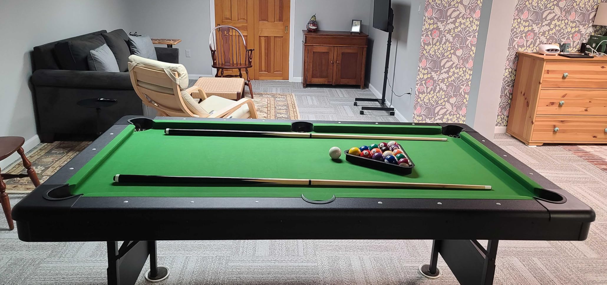 SereneLife 6-Ft Folding Pool Table - Best in Stability - Steel Frame, Fully Supported Slate customer photo 2