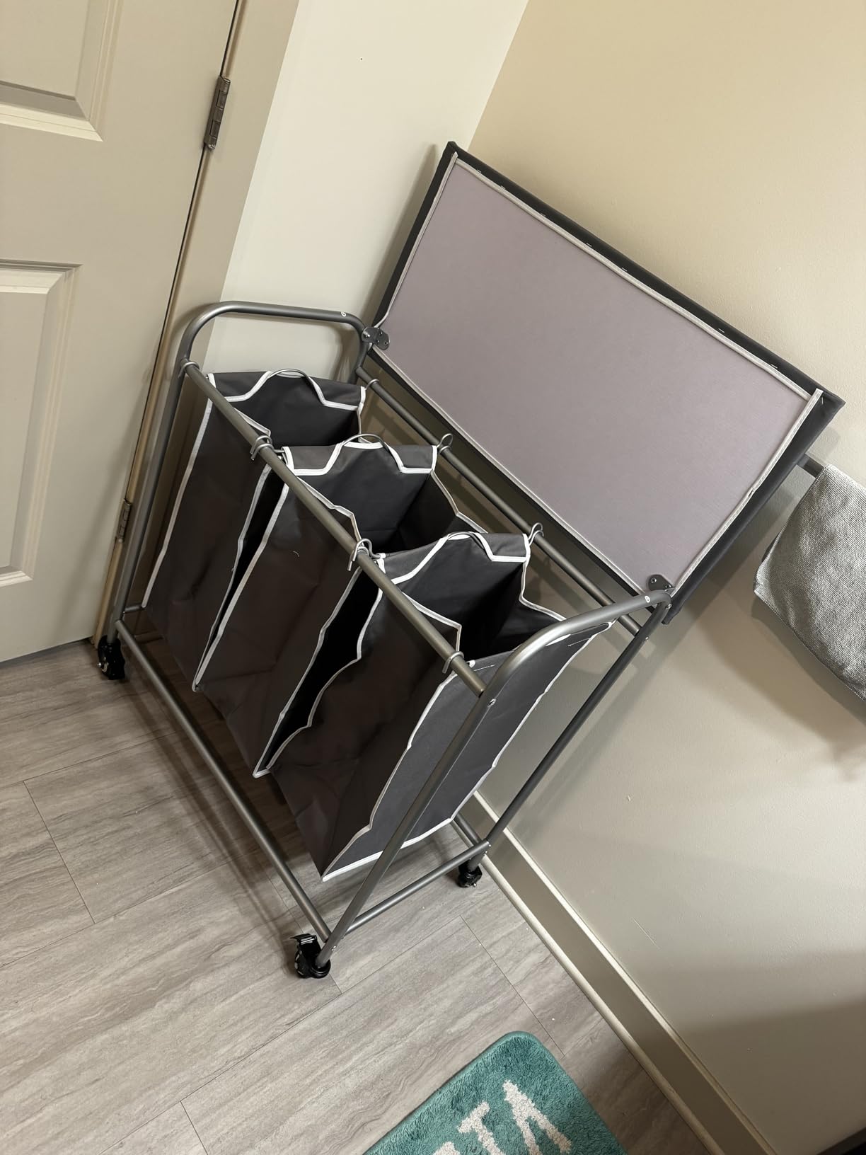 LINZINAR 3 Section Laundry Hamper, Black Laundry Basket 135L Laundry Sorter customer photo 1