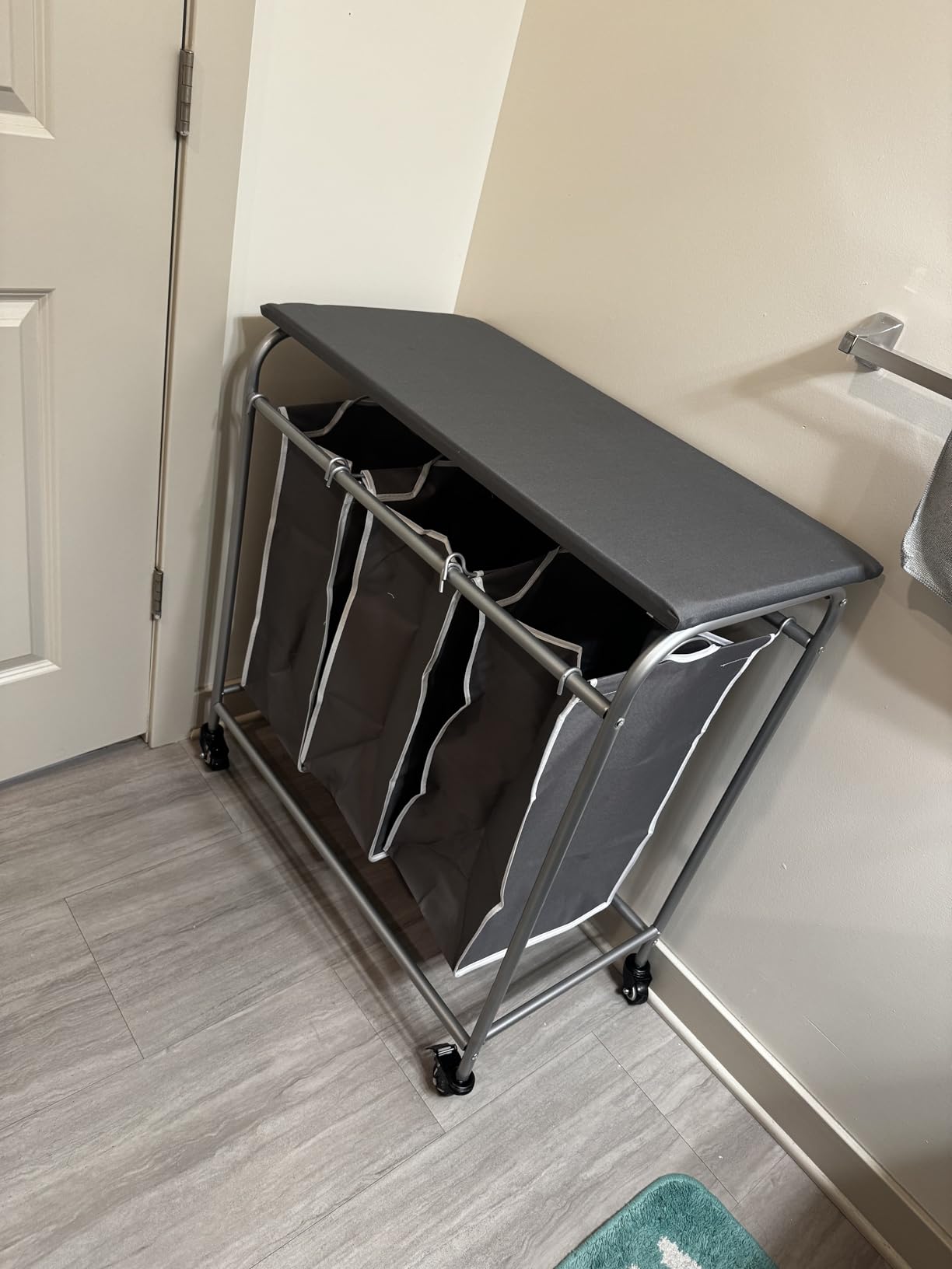 LINZINAR 3 Section Laundry Hamper, Black Laundry Basket 135L Laundry Sorter customer photo 2