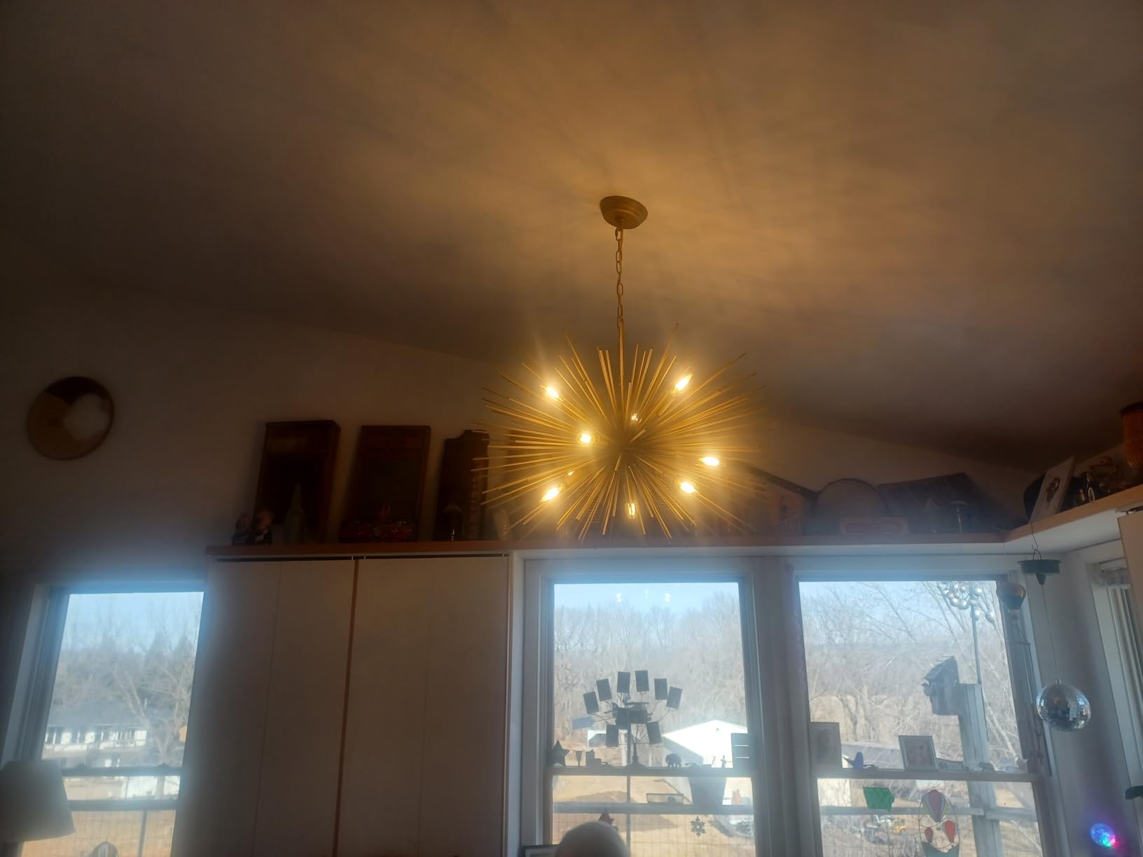 29in 9-Lights Gold Sputnik Chandelier Mid Century Modern Starburst | Golden Chandelier Luxury Gold Solid Metal Sputnik Satellite Chandeliers for Dining Room, Kitchen Island, Bedroom customer photo 1