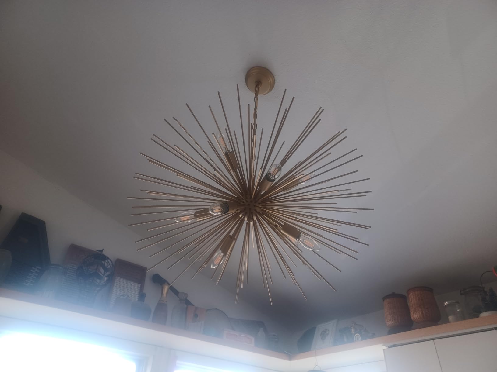 29in 9-Lights Gold Sputnik Chandelier Mid Century Modern Starburst | Golden Chandelier Luxury Gold Solid Metal Sputnik Satellite Chandeliers for Dining Room, Kitchen Island, Bedroom customer photo 2