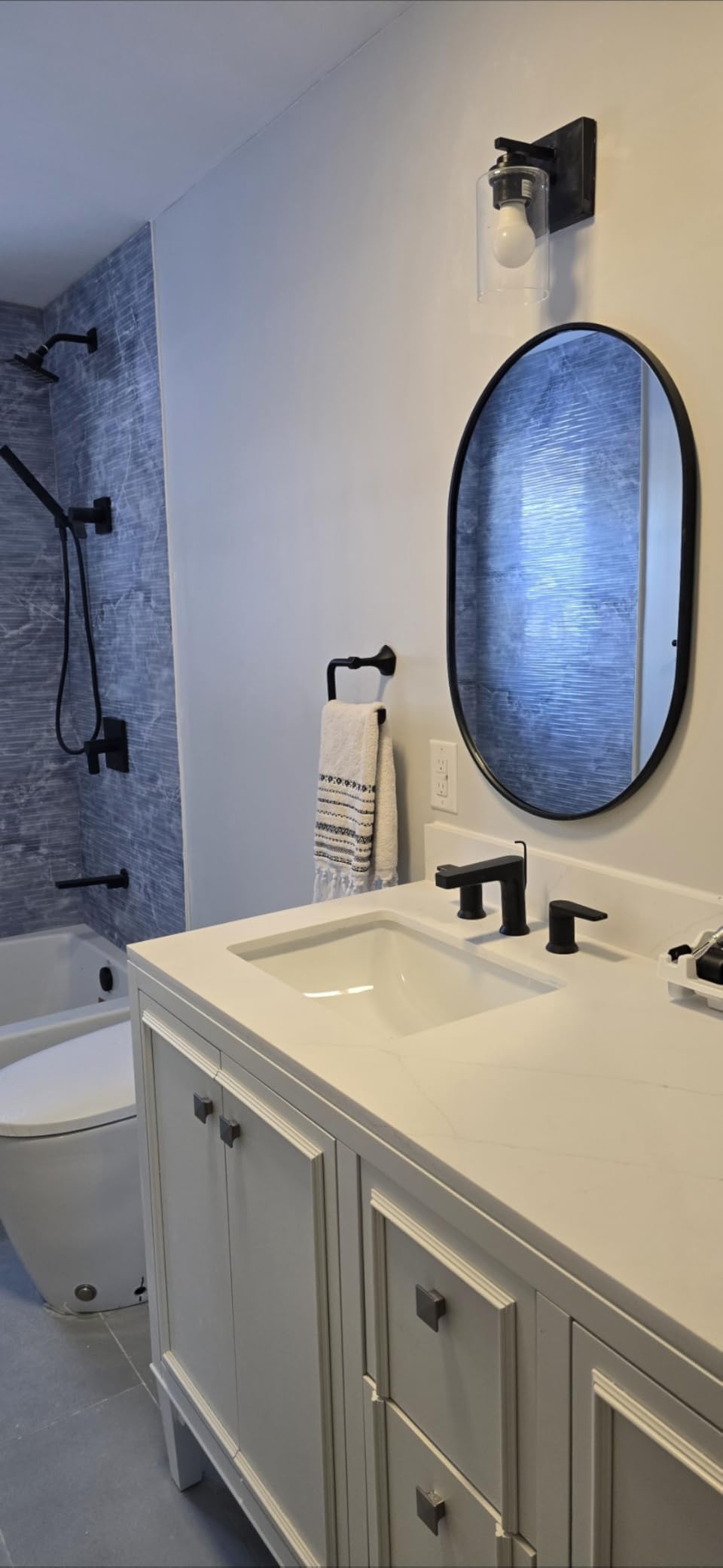 Set of 2 Wall Sconces for Bathroom, Modern Vanity Light Fixtures, Matte Black Wall Mount Lighting Lanterns, Farmhouse Wall Lights with Clear Glass Shade for Bedroom Living Room Mirror Hallway Kitchen customer photo 2