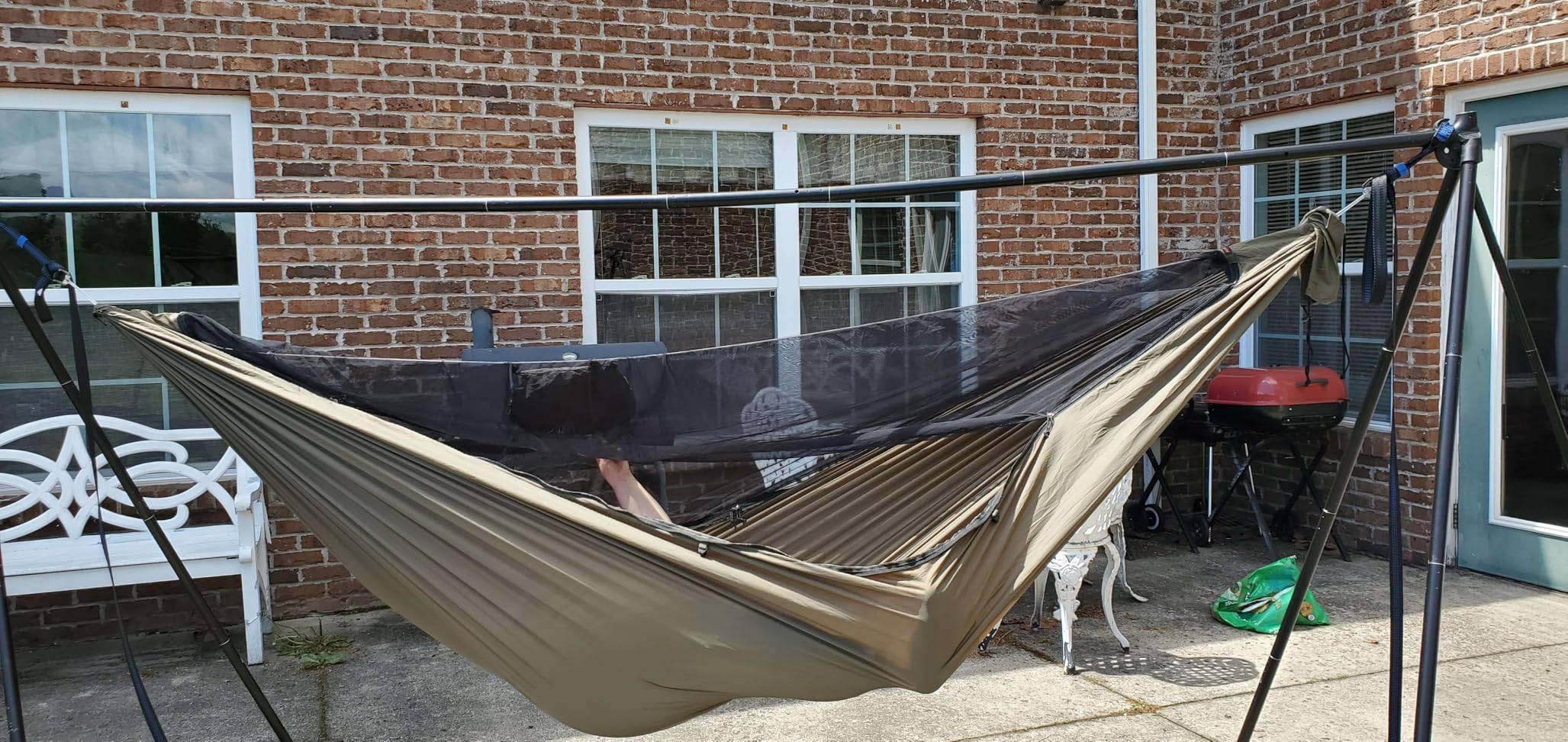 Onewind 11ft Ultralight Camping Hammock with Mosquito Net and Ridgeline | 40D Hexagon Ripstop Nylon, Integrated No-see-ums Bugnet, 64'' Single Wide Panel, Lightweight Hammock for Hiking Backpacking customer photo 1