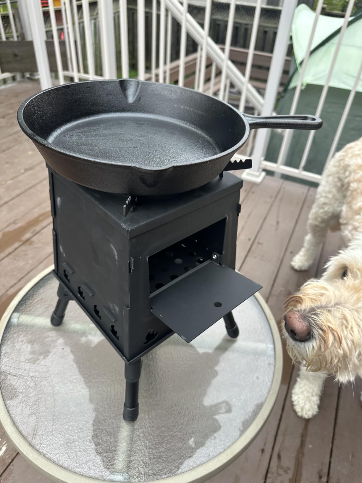 Wood Burning Camp Stove, Portable Cast Iron Camping Wood Stove, Black Woodstove with Carrying Case for Backpacking Outdoor Cooking customer photo 2