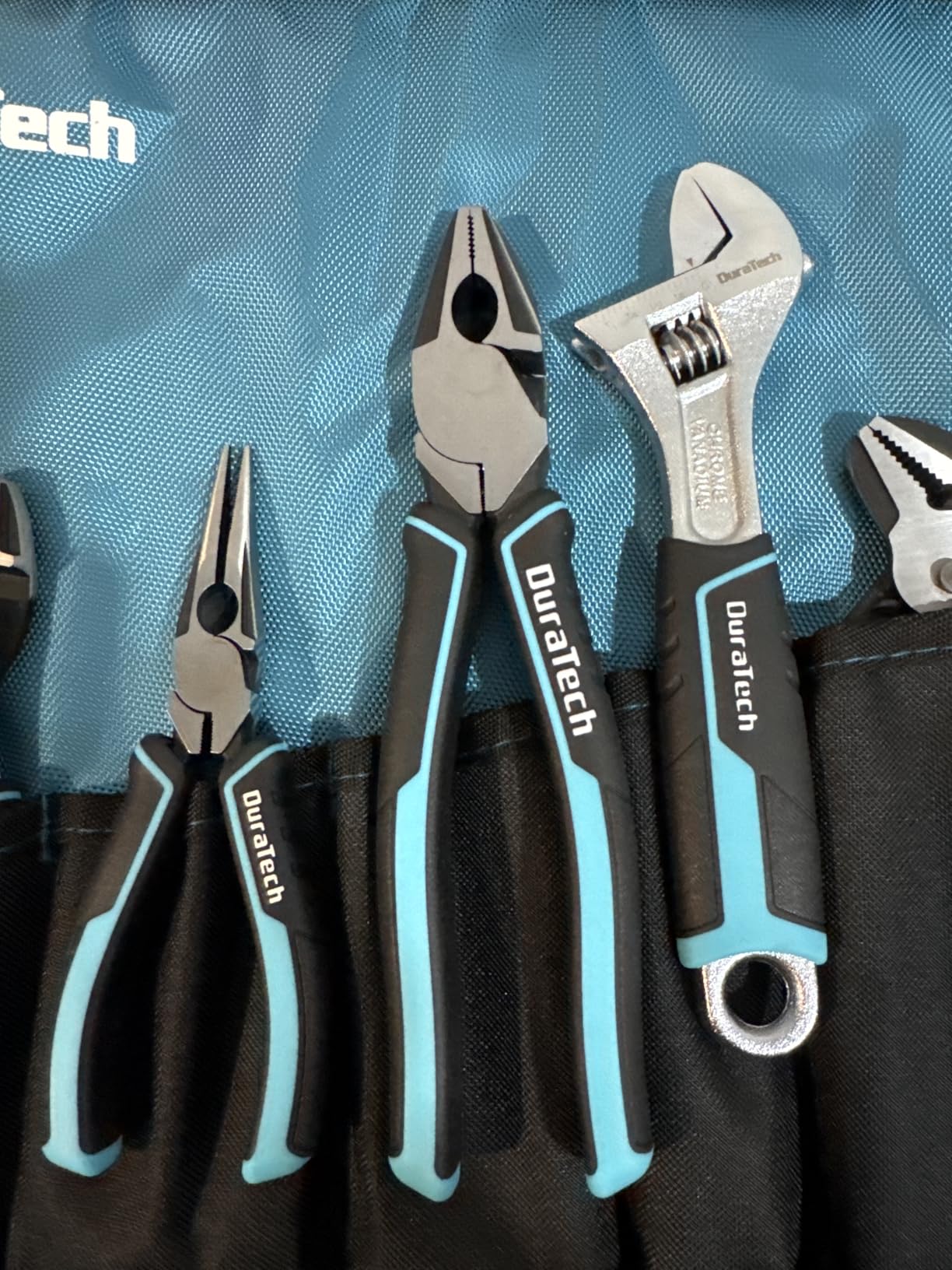 DURATECH 8-Piece Pliers Set with Rolling Pouch, Premium Cr-V/Cr-Ni Construction, Groove Joint Pliers, Adjustable Wrench, Linesman, Long Needle Nose, Slip Joint, Diagonal customer photo 2