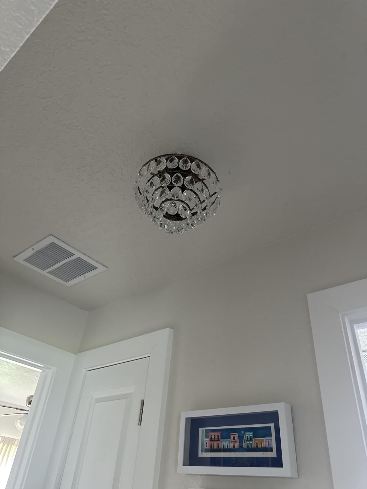 YYJLX Modern E26 Small Crystal Chandelier Semi Flush Mount Ceiling Light Fixture Silver Ceiling Lamp for Hallway Bedroom Bathroom Closet Bedroom Foyer (Chrome) customer photo 1