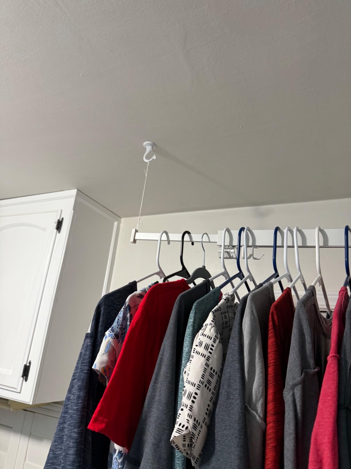 ZdwCyl Clothes Drying Rack, Laundry Space Saver Wall Mounted, Retractable, Collapsible (Tri-Fold), White Color Rack Clothing customer photo 1