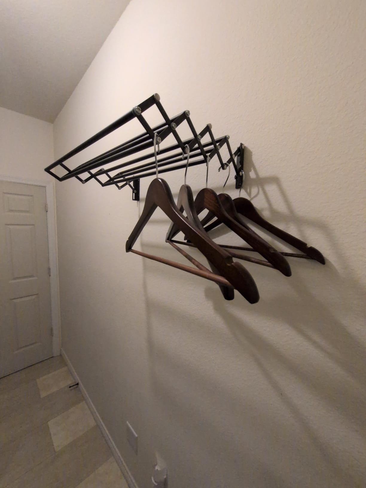 mDesign Steel Wall Mount Accordion Expandable Retractable Clothes Air Drying Rack - 8 Bars for Hanging Garments - Mounted Organizer for Laundry/Utility Room, Bathroom, Garage, Bardo Collection, Black customer photo 1