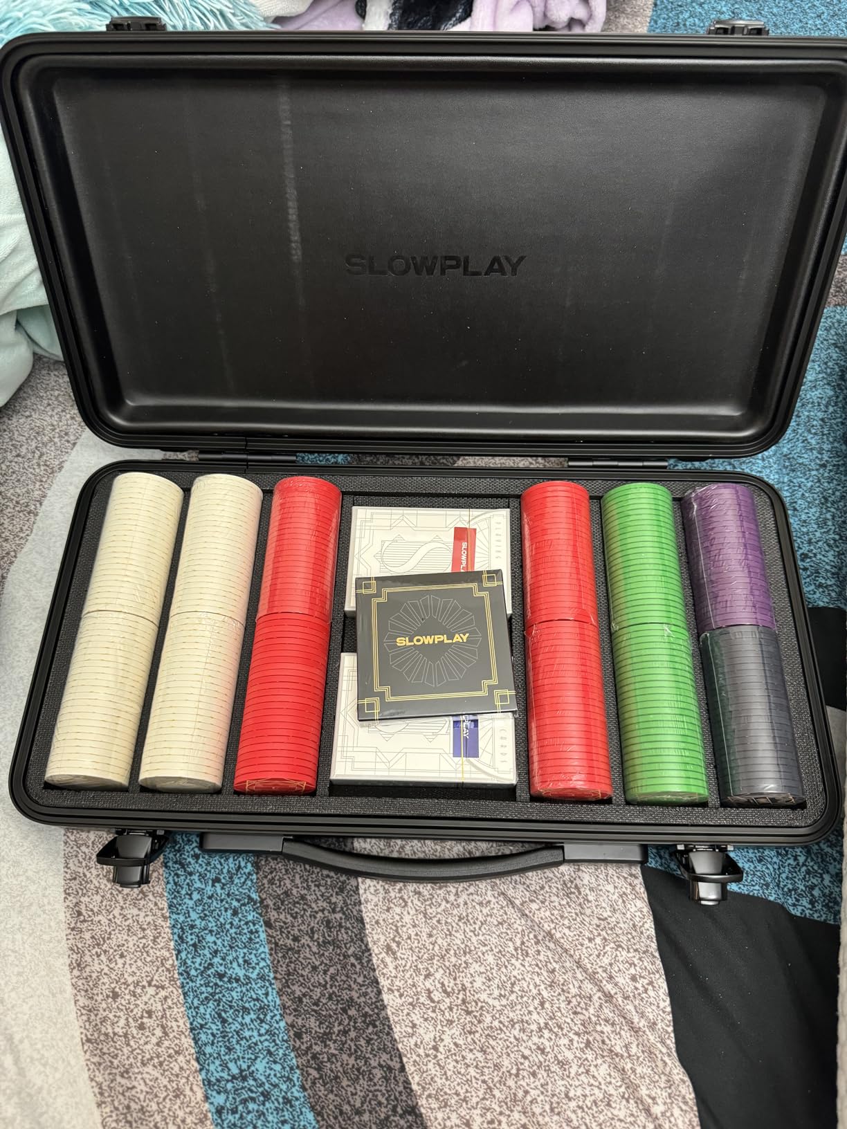 SLOWPLAY Nash Ceramic Poker Set 12g 43mm Poker Chips for Texas Hold em 500 pcs Non-Numbered Set premium PC Shell case ceramic composite poker chips Art Deco-inspired design customer photo 2