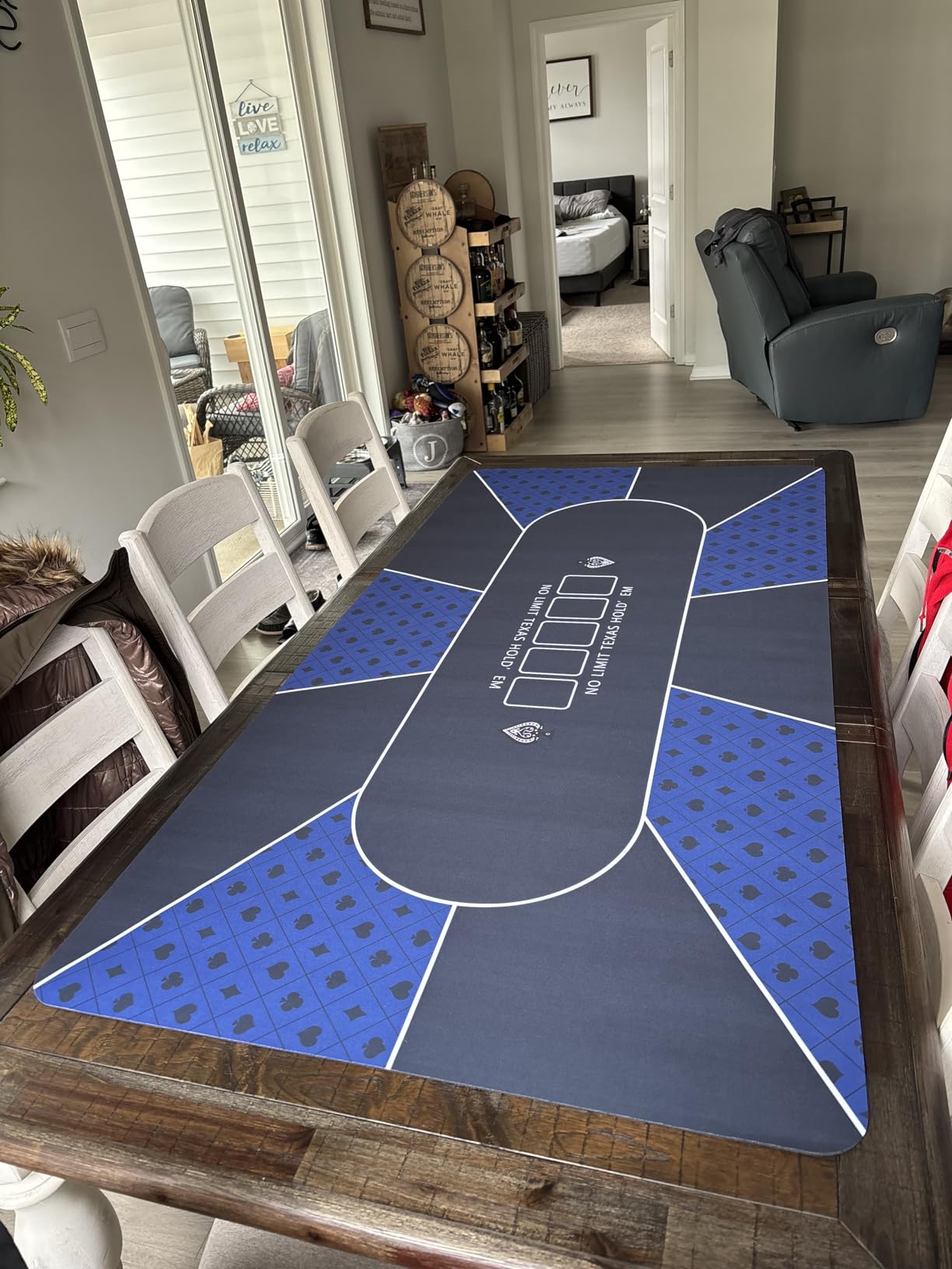 YUZPKRSI 70 x 35 Inch Poker Mat, 8 Players Texas Hold'em Poker Rubber Mat Poker Topper for Tables, Folding Portable Poker Table Top Layout w/Carrying Bag for Poker Games, Blackjack, Casino customer photo 1