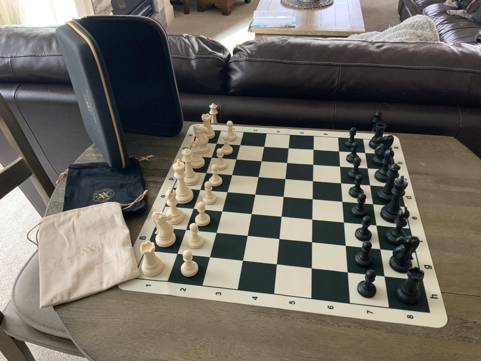 A&A Tournament Chess Set/ 20''x20'' Foldable Silicone Chess Board / 3.75'' King Height Plastic Quadruple Weighted Classic Staunton Pieces/Storage Bag for 6 Years Old - 2 Players customer photo 1