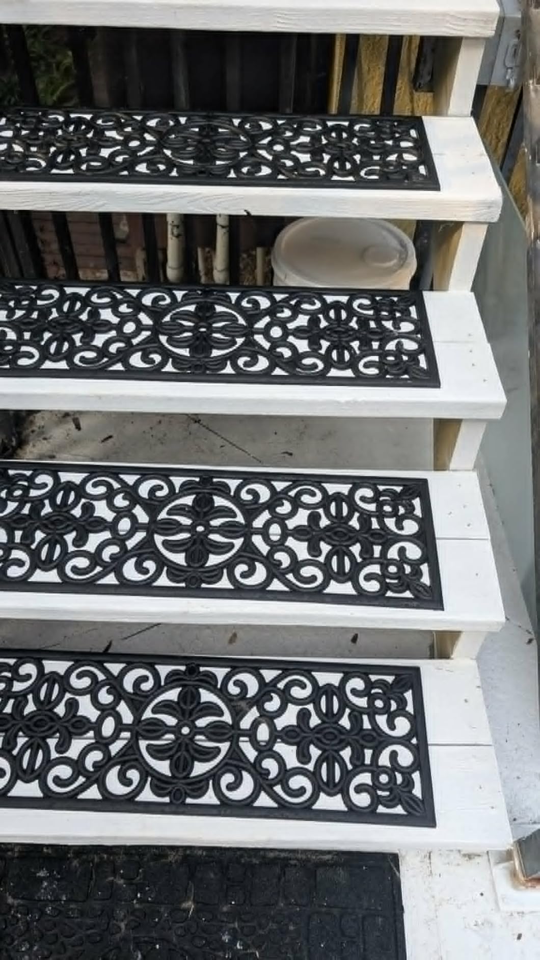 Ottomanson Outdoor Rubber Stair Treads - Scroll Classic Heavy-Duty Non-Slip Stair Mats - Best Grip on Concrete, Brick & Textured Step - Fastening Recommended for Wooden & RV Steps, Pack of 5 customer photo 1