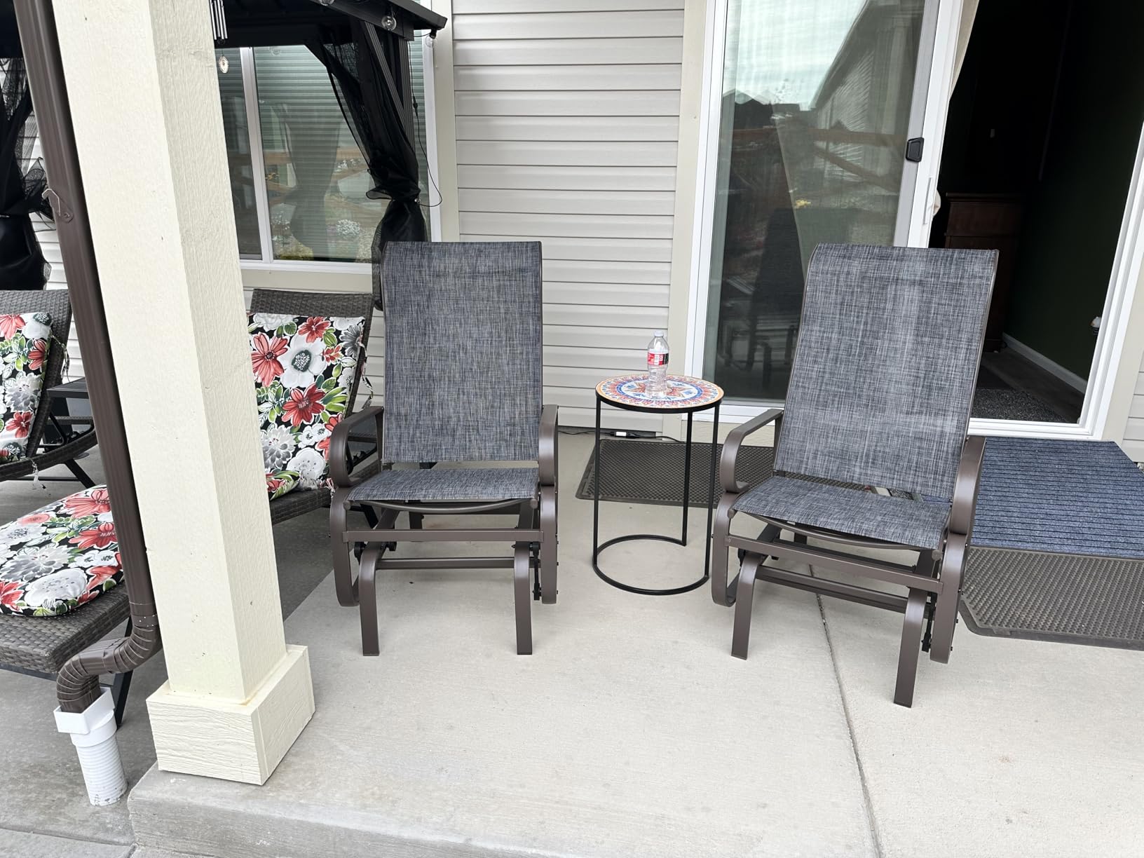 Yaheetech Outdoor Rocking Chair Patio Glider with Sling Seat Set of 1, Gray | Porch Chair and Outdoor Rocker with Steel Construction for Balcony, Deck, Backyard and Garden customer photo 1
