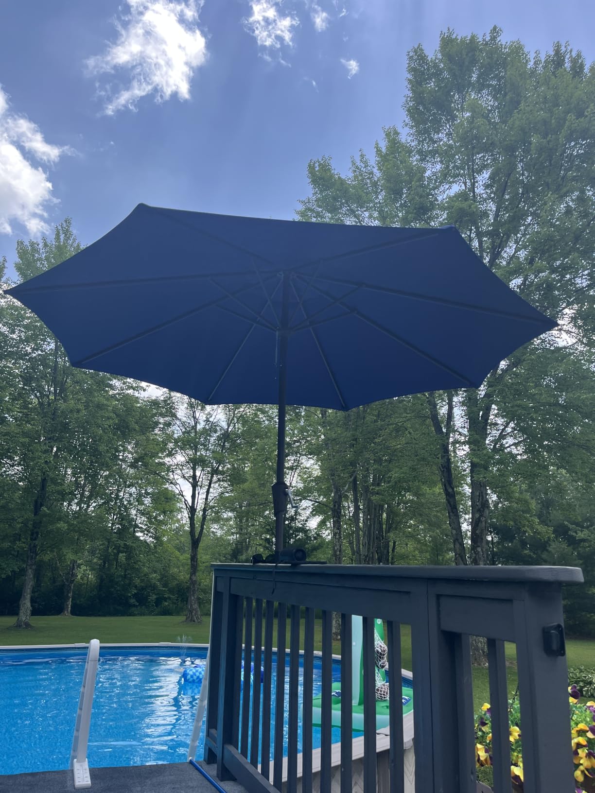 JEAREY 9FT Outdoor Patio Umbrella Outdoor Table Umbrella with Push Button Tilt and Crank, Market Umbrella 8 Sturdy Ribs UV Protection Waterproof for Garden, Deck, Backyard, Pool (Beige) customer photo 2