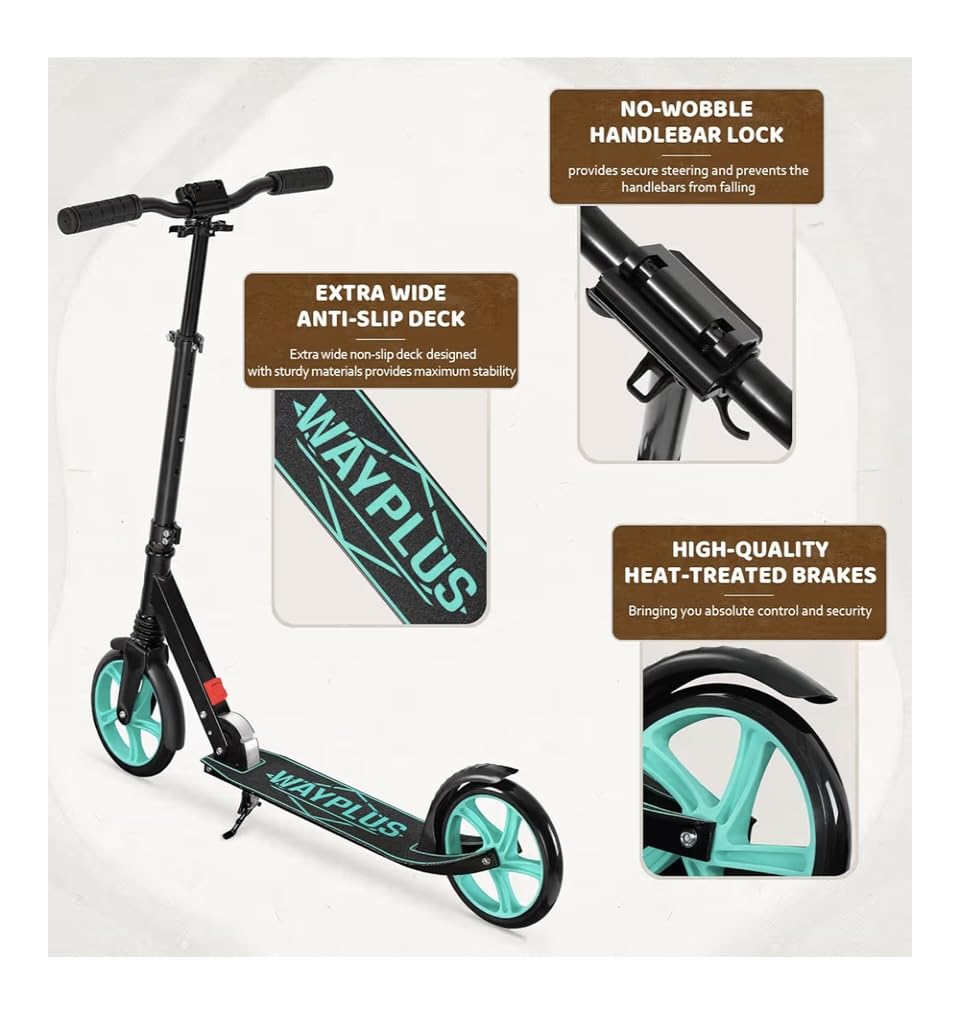 WAYPLUS KS1 Kick Scooter for Ages 6+,Kid, Teens & Adults. Max Load 240 LBS. Foldable, Lightweight, 8IN Big Wheels for Kids, Teen and Adults, 4 Adjustable Levels. Bearing ABEC9 FED Fitness customer photo 2
