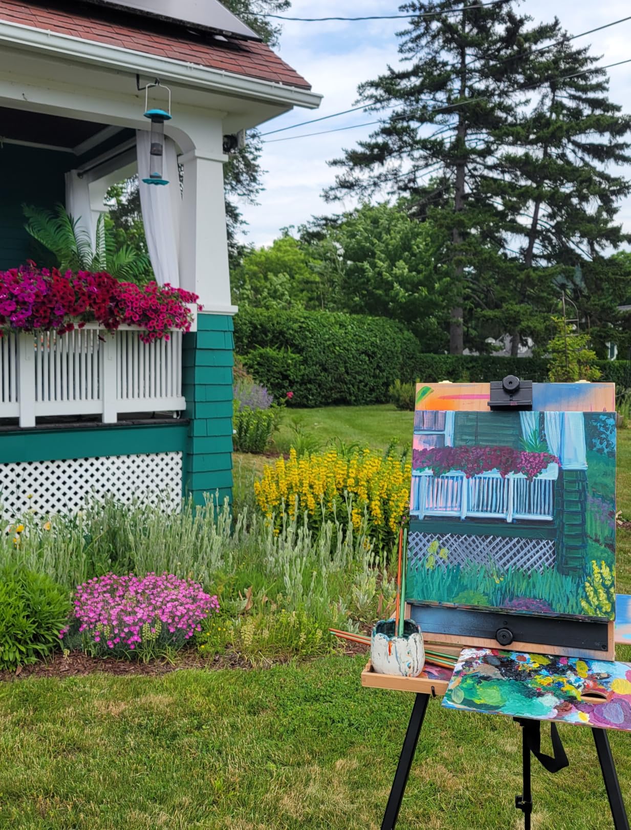 Falling in Art Large French Style Easel - Portable Field and Studio Sketchbox, Plein Air Adjustable Tripod Easel with Detachable Drawer for Display, Painting, Sketching customer photo 1