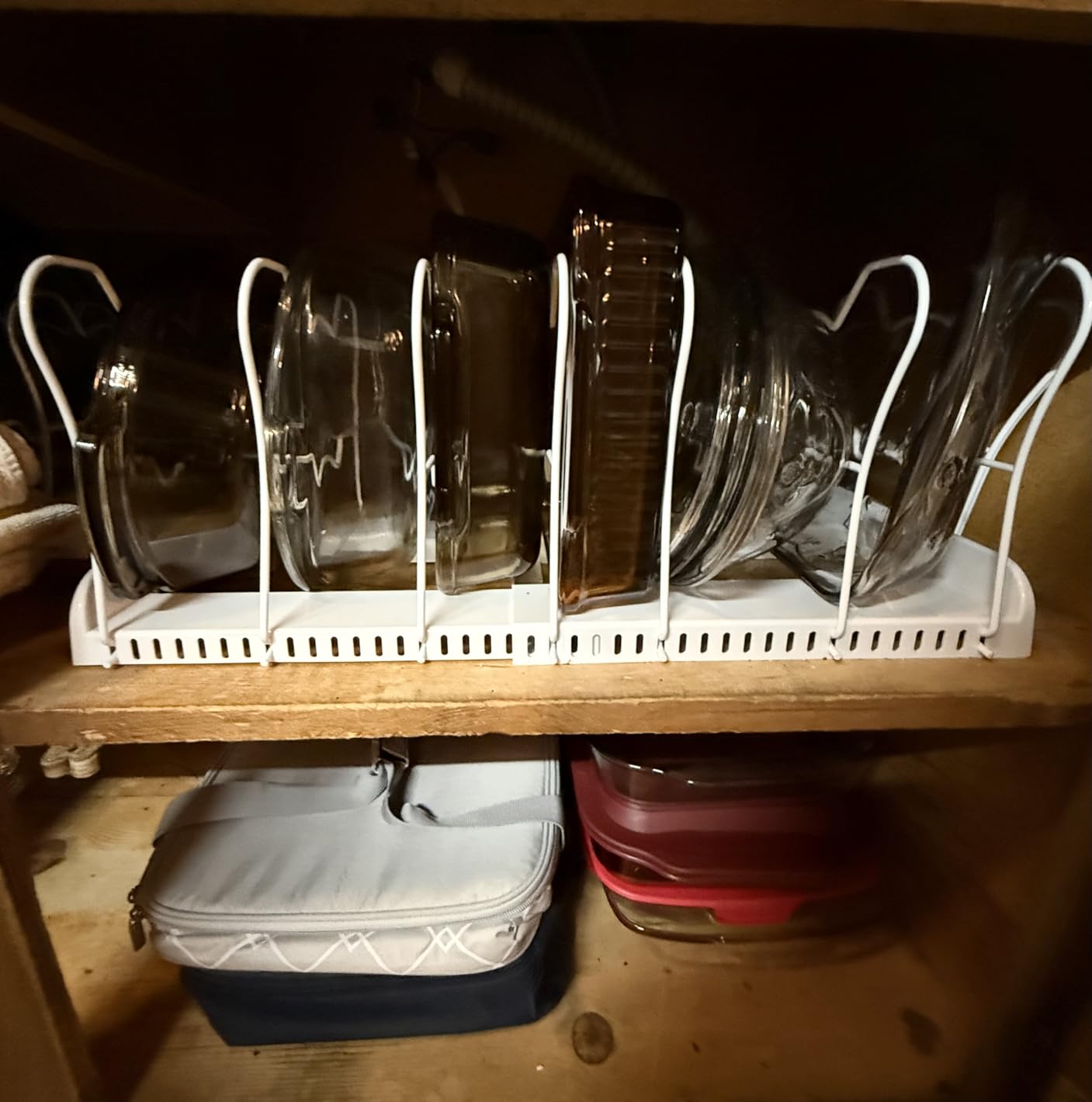Simple Houseware Expandable Pan Organizer Rack, 10 Adjustable Compartments, White - Kitchen Cabinet Organizer for Pots, Pans, Lids & Bakeware - Pantry & Countertop Storage customer photo 2
