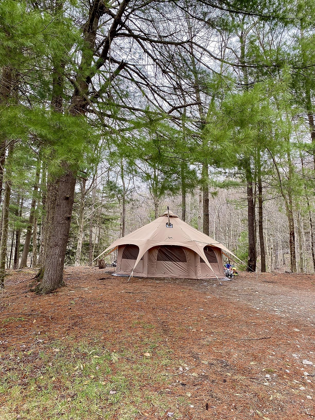 MC TOMOUNT Canvas Tent Bell Tent 16.4ft*9.2ft with Stove Jack for Glamping Family Camping Zipped Removable Floor customer photo 3