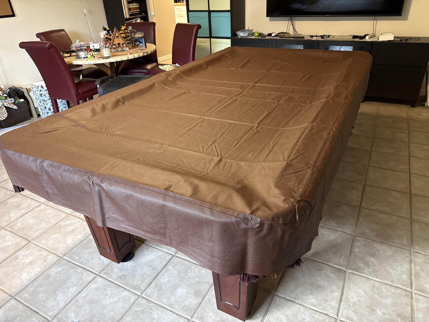 K-Musculo Heavy Duty Pool Table Cover, Waterproof Leatherette Billiard Table Cover with Soft Backing, Tear Resistant Fitted Protector for 6.5FT, 7FT, 7.5FT, 8FT, 8.5FT & 9FT Tables customer photo 2