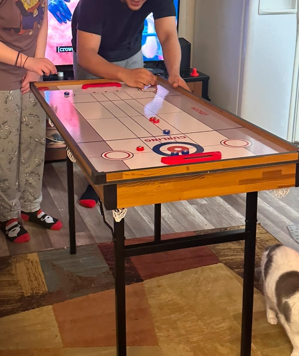 SereneLife 4 in 1 Multi Game Table, 4'x2' Folding Portable Sports Arcade Games with Accessories customer photo 1