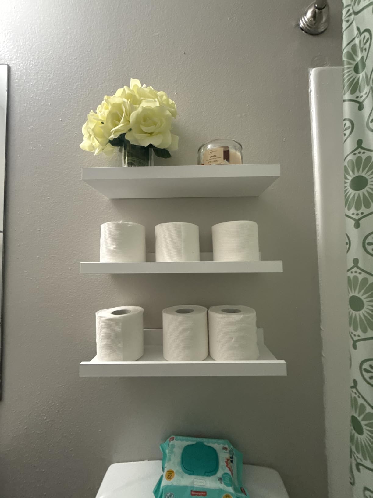 RICHER HOUSE 5 Set Floating Wall Mounted Shelves, Black Shelves for Wall Decor, Modern Picture Ledge Shelf with Lip for Storage, Nursery, Bedroom, Living Room, Bathroom - Black customer photo 2