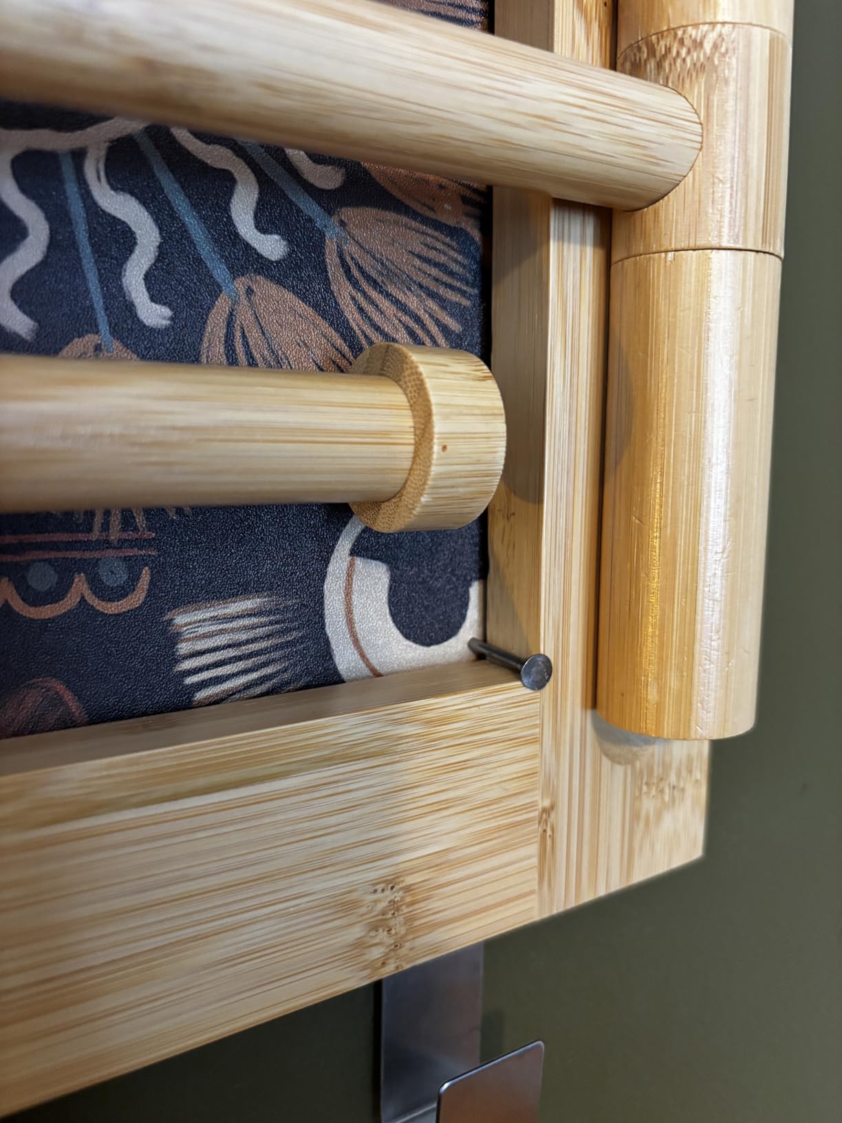 Honey-Can-Do Bamboo Wall-Mount Swivel-Arm Drying Rack, 80 lb, Natural | Wall-mount bamboo rack with 8 swivel arms holds 80 lb; folds to 1.7 in deep customer photo 2