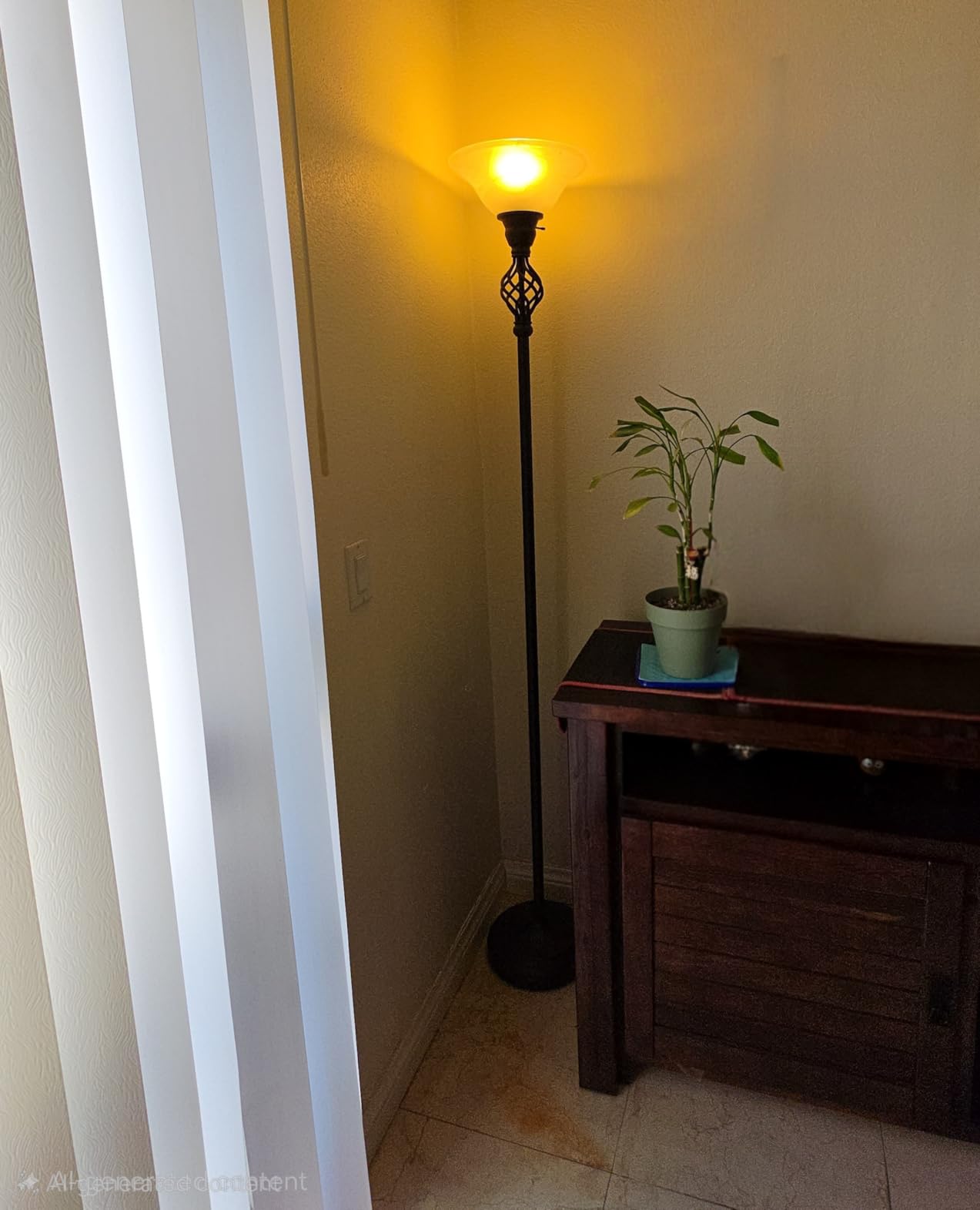 Torchiere Floor Lamp for Living Room, LED Standing Reading Light for Bedroom with Glass Shade for Living Room Corner Bedroom Home Office,Bulbs Included (Red Brown,Glass 1 Head) customer photo 1