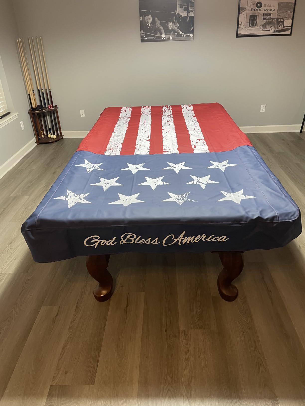 Pool Table Cover, Waterproof Indoor/Outdoor Heavy Leatherette Pool Table Accessories, Billiards Accessories for Protecting Felt, 7/8/9 Feet Fitted Billiard Covers Red & Blue(8FT/OG.) customer photo 2
