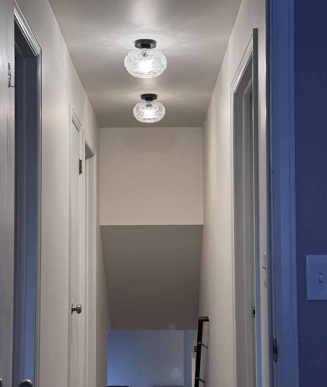 Semi Flush Mount Ceiling Light, Globe Glass Ceiling Light Fixture, Gold Modern Lighting for Hallway Porch Corridor Kitchen Bedroom, Bulb Not Included customer photo 1