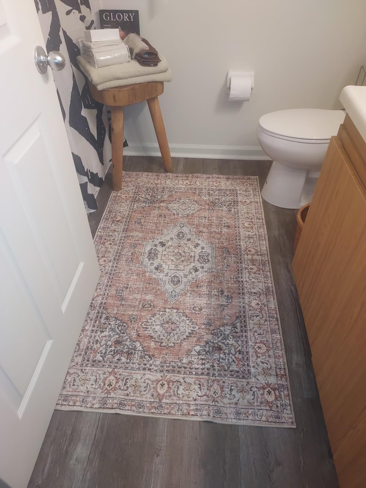 Lahome Oriental Washable Kitchen Runner Rug Non Slip, 2x8 Bathroom Runners for Hallways with Rubber Backing, Vintage Soft Long Carpet for Laundry Bedroom Eleanor, Peach/Orange customer photo 1