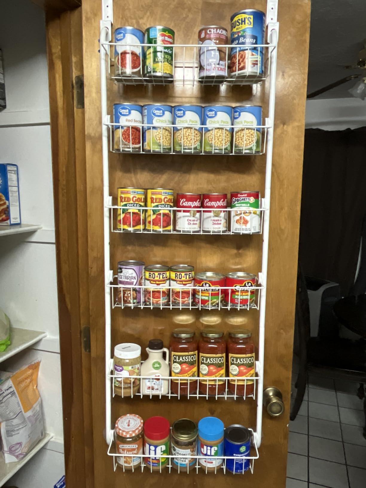 Delamu Over the Door Pantry Organizer, 6-Tier Metal Pantry Door Organization and Storage, Hanging Kitchen Basket Spice Rack Seasoning Shelves, Cabinet Door Organizer for Easy Install,D5xW18xH50inch customer photo 2