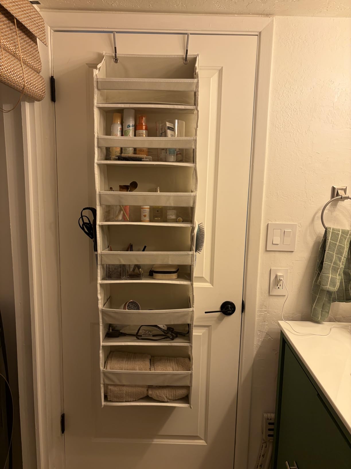 HOMELUX THEORY UPGRADED 6 Tiers Over The Door Organizer Hanging - 100D EXTRA THICK & 50lbs HUGE CAPACITY, 12 Side Mesh Pockets Over The Door Shoe Organizer, Hanging Closet Organizer (Ivory, 1pc) customer photo 1