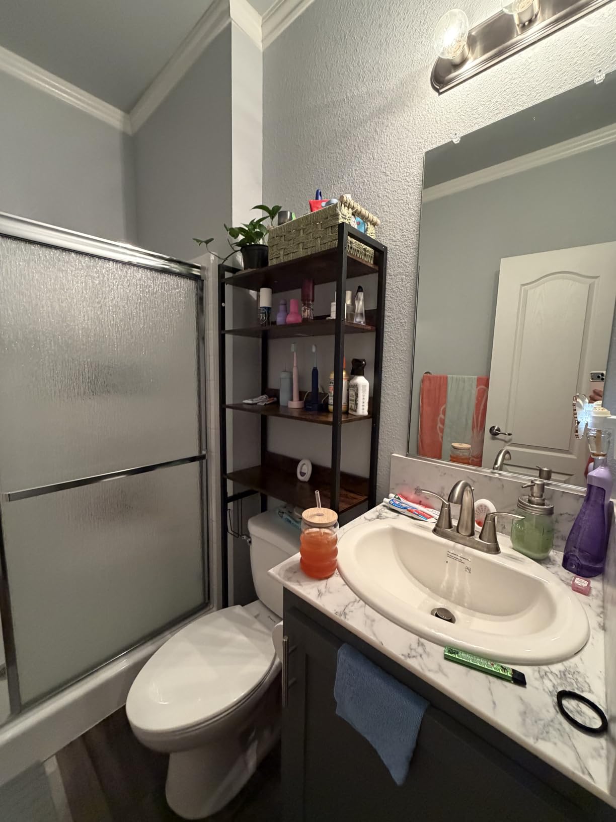 MAHANCRIS Over The Toilet Storage Rack, 4 Tier Bathroom Organizer Over Toilet, Freestanding Space Saver Toilet Stand with 2 Hooks, Bathroom Storage Shelf, Easy to Assemble, Rustic Brown TSHR0401Z customer photo 1