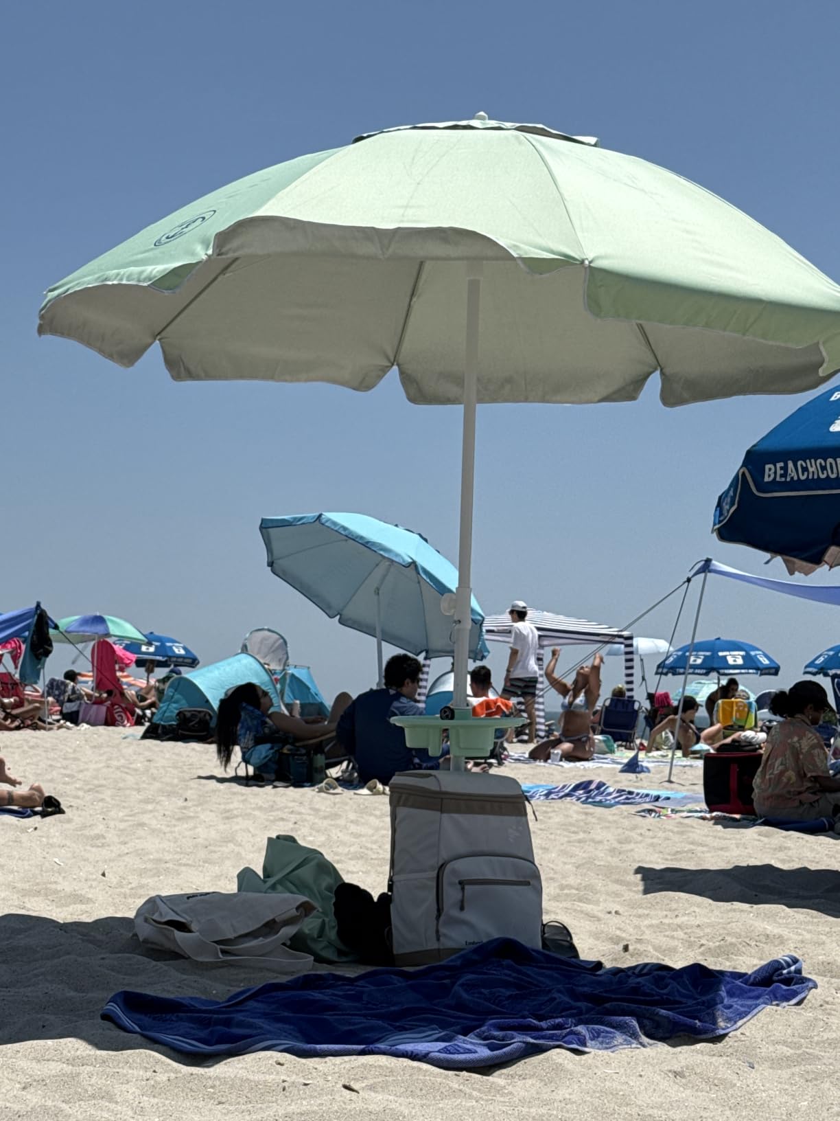 Anchor Works All-In-One Classic Beach Umbrella System - Secure & Wind-Resistant with Heavy-Duty Patented AnchorONE Sand Anchor, 7ft UPF 50+ Umbrella, Convenience Tray, Sand Spade & Carry Bag - ASTM F3681-24 Compliant customer photo 1