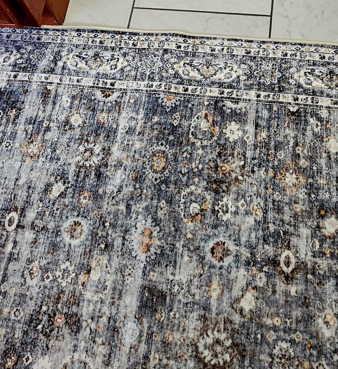 Rugcomf Area Rug 5x7 Washable Rug Boho Soft Abstract Pattern Non-Slip Faux Wool Vintage for Living Room, Bedroom, Farmhouse, Dining Room, Kids Playroom, Grey and Black customer photo 2