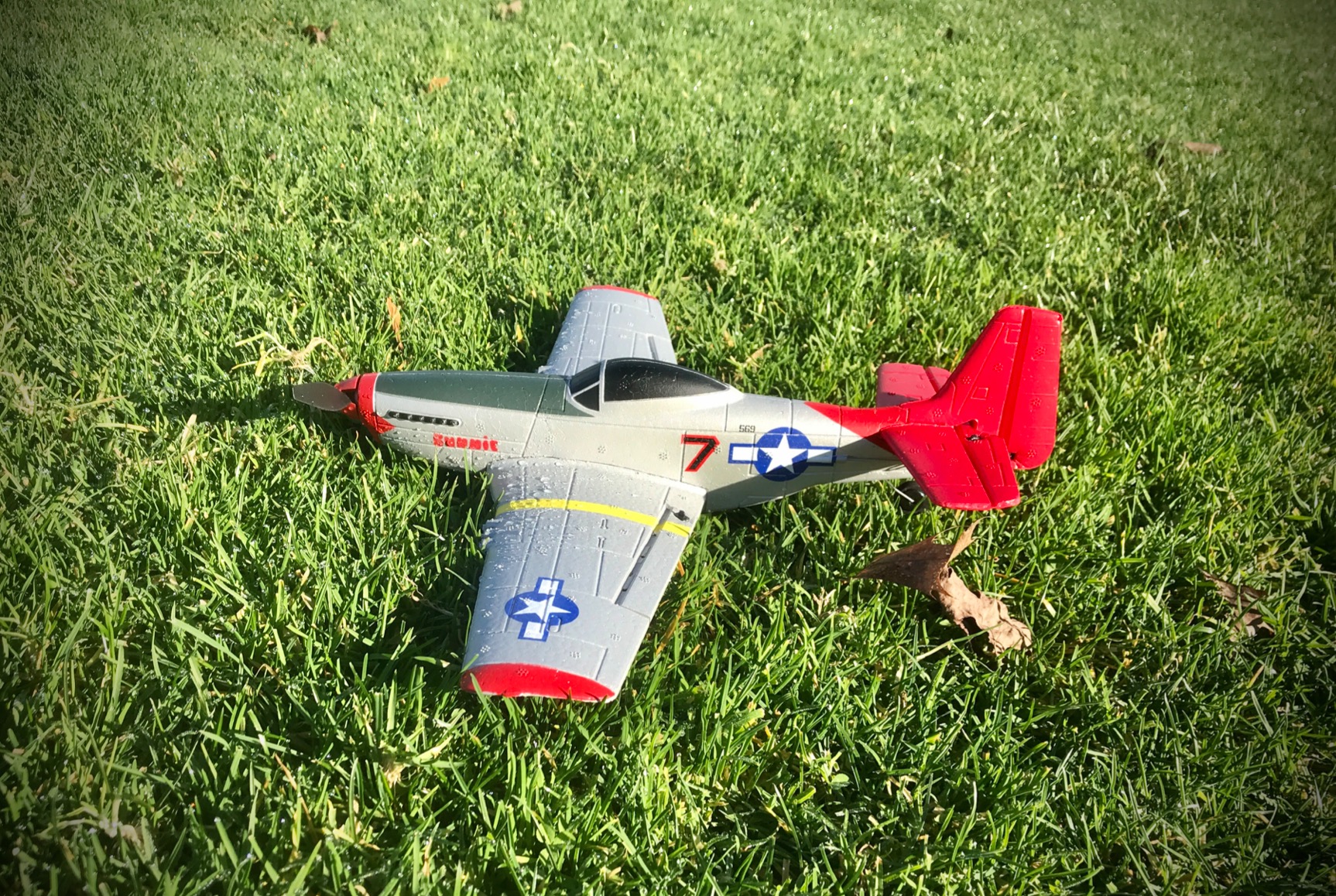 volantexrc RC Plane, 4 Channel Remote Control Airplane Fighter RTF with 6-Axis Gyro, 3 Modes & Aerobatics Easy to Fly, 2.4GHz Radio Controlled Aircraft for Beginners & Adults, P51D Mustang, Red customer photo 2