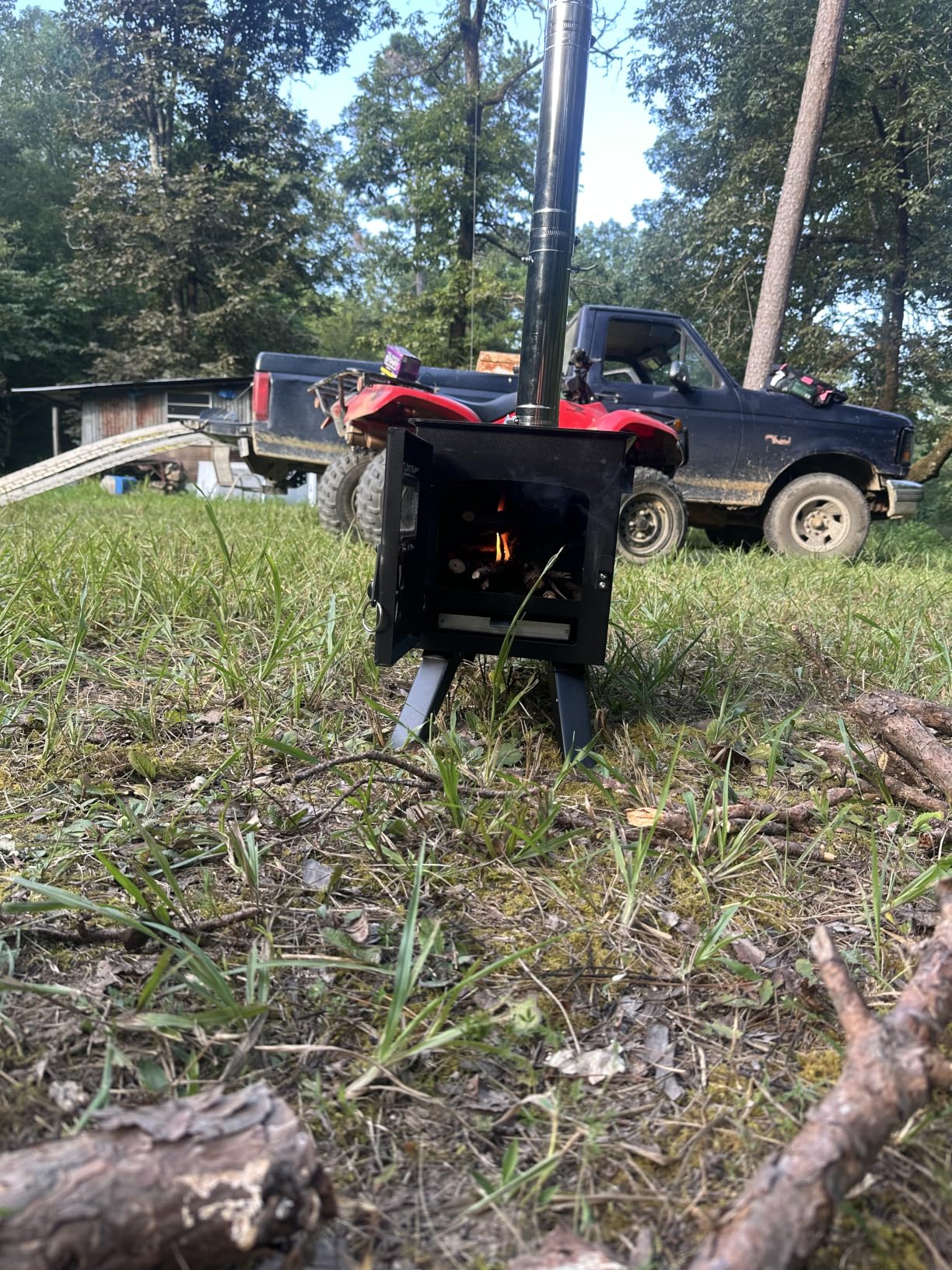 VEVOR Camping Wood Stove Stainless Steel Camping Tent Stove, Portable Wood Burning Stove with Chimney Pipes & Gloves, 640in³ Firebox Hot Tent Stove for Outdoor Cooking and Heating with 8 Pipes customer photo 1